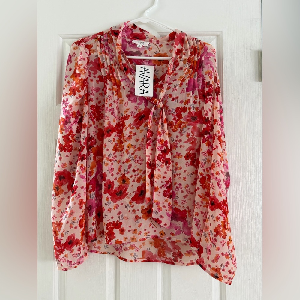 AVARA Women's Floral Pink Blouse